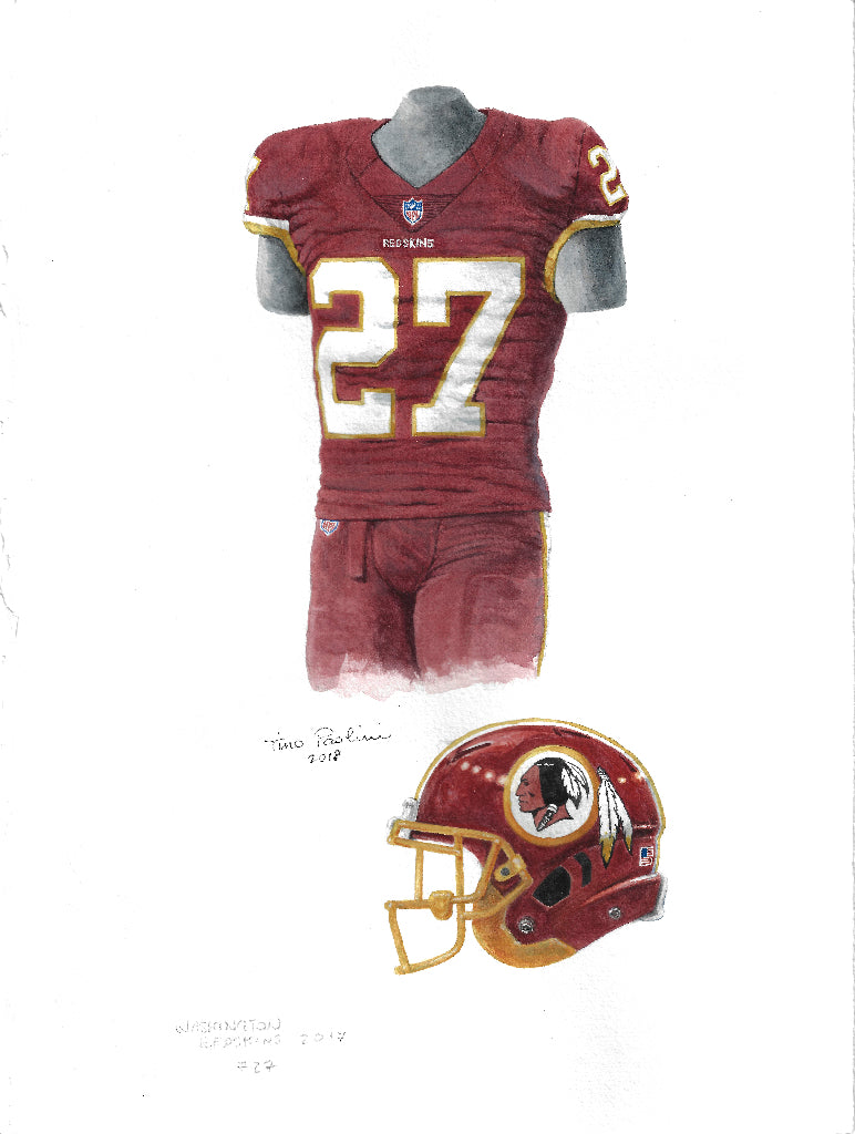 NFL Washington Commanders 2017 uniform original art – Heritage Sports Art
