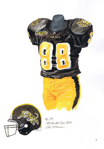 Hamilton Tiger-Cats 1999 - Heritage Sports Art - original watercolor artwork - 1