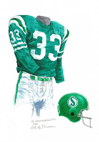 Saskatchewan Roughriders 1970 - Heritage Sports Art - original watercolor artwork - 1