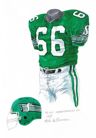 Saskatchewan Roughriders 1989 - Heritage Sports Art - original watercolor artwork - 1