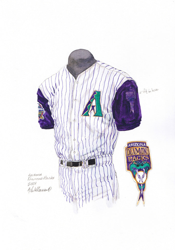 MLB Arizona Diamondbacks 2001 uniform original art – Heritage Sports Art