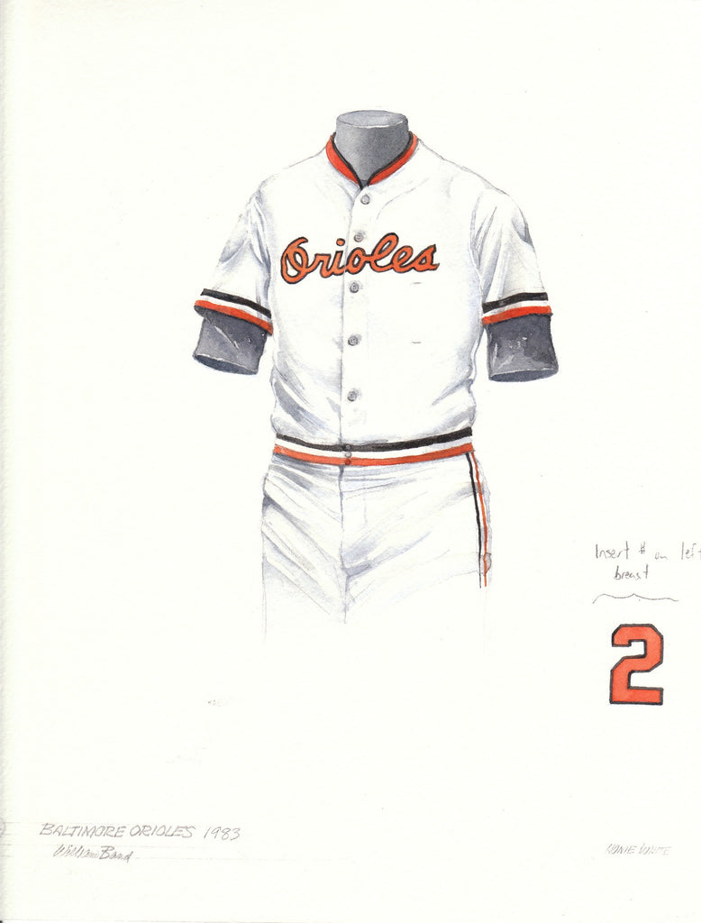 MLB Baltimore Orioles 1983 uniform original art – Heritage Sports Art