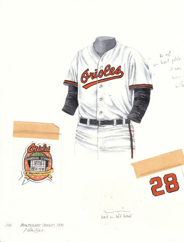 MLB Baltimore Orioles 1956 uniform original art – Heritage Sports Art
