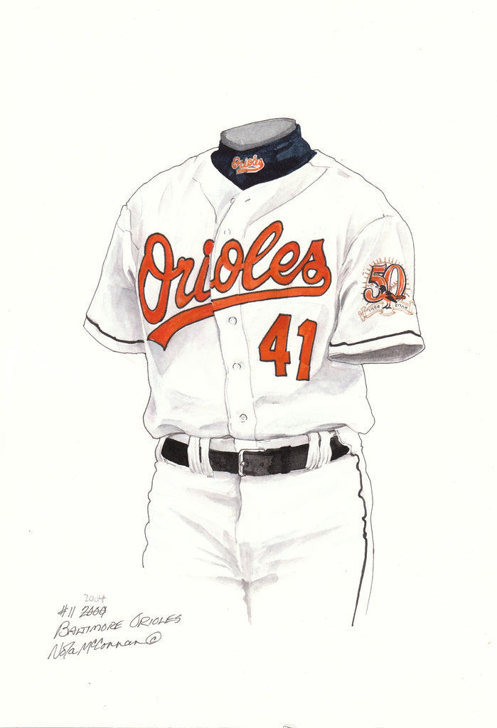 MLB Baltimore Orioles 2004 uniform original art – Heritage Sports Art