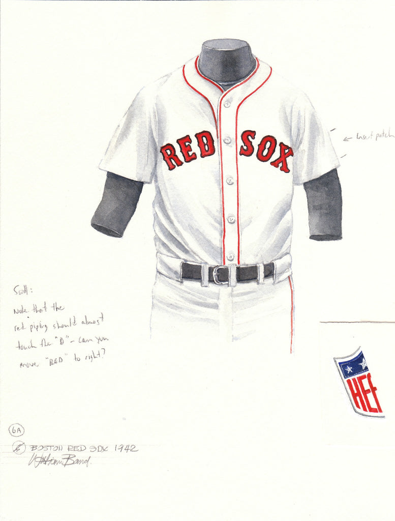 MLB Boston Red Sox 1942 uniform original art – Heritage Sports Art