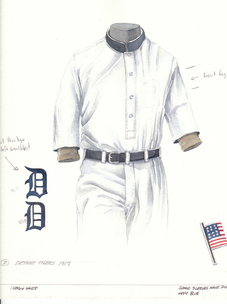 MLB Detroit Tigers 1917 uniform original art – Heritage Sports Art
