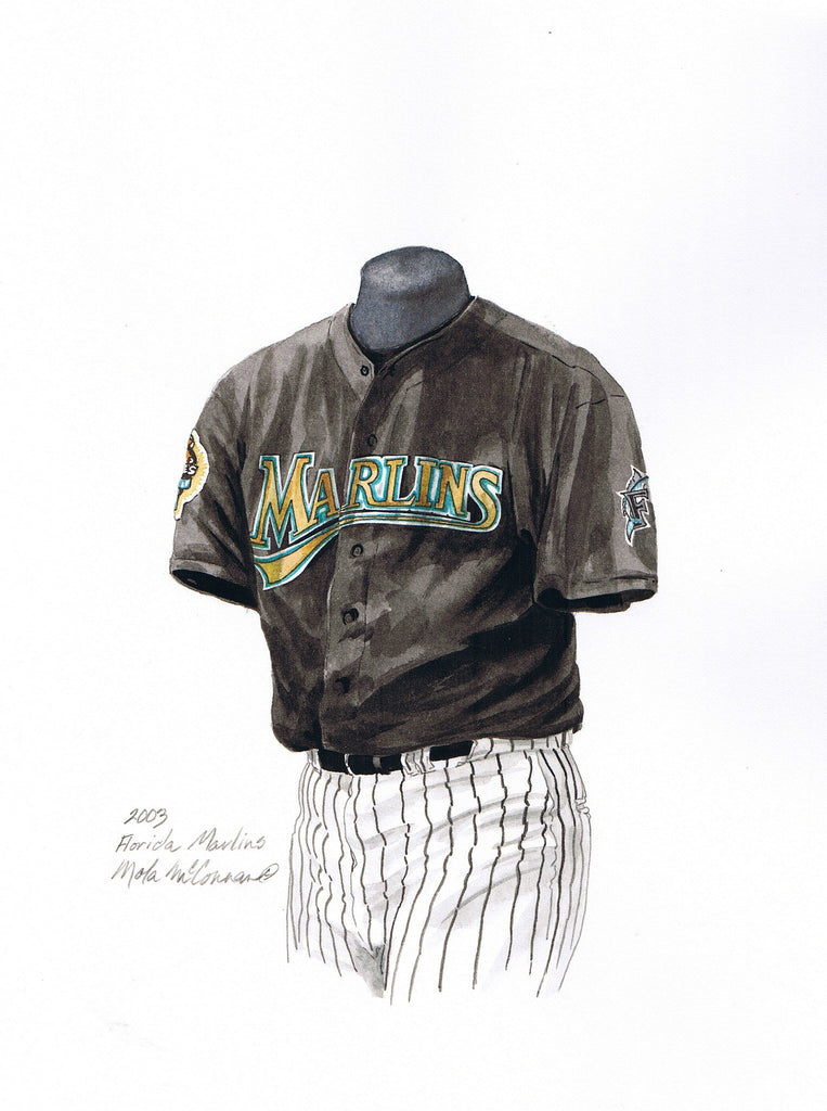 MLB Florida Marlins 2003 uniform original art – Heritage Sports Art