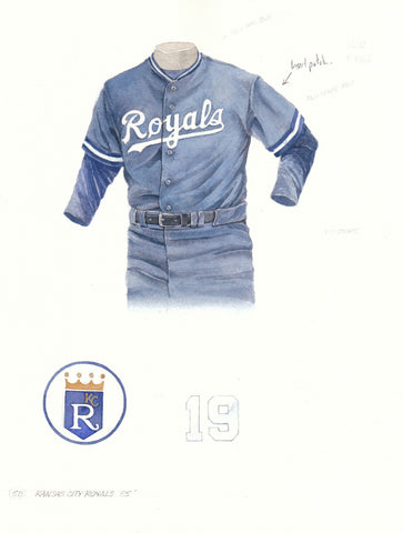 Kansas City Royals 1985 Blue - Heritage Sports Art - original watercolor artwork - 1
