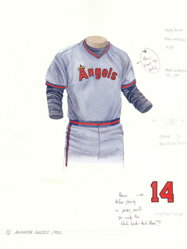 MLB Los Angeles Angels 1982 uniform original art – Heritage Sports Art