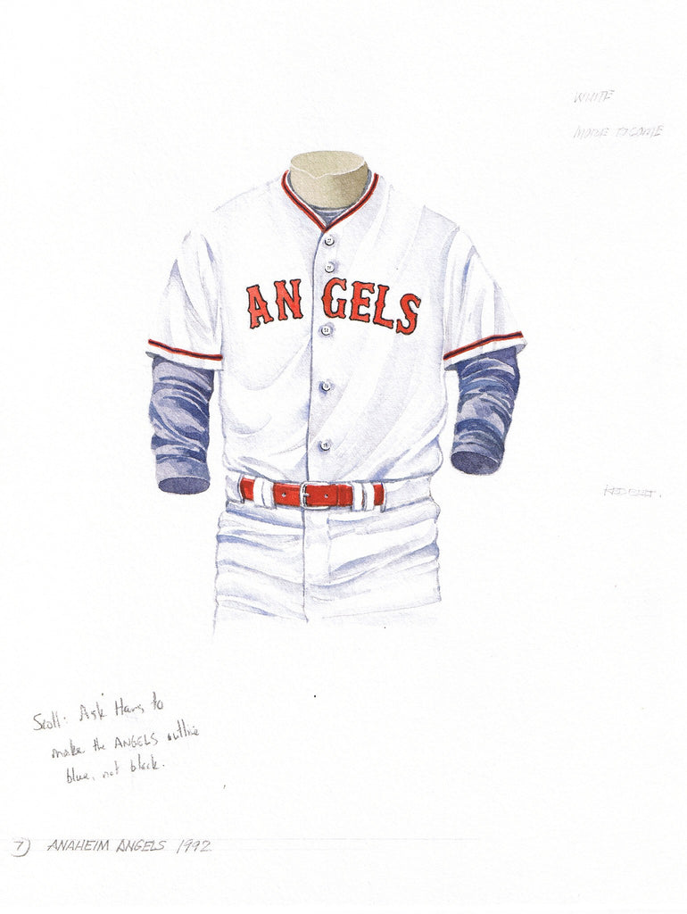 MLB Los Angeles Angels 1992 uniform original art – Heritage Sports Art