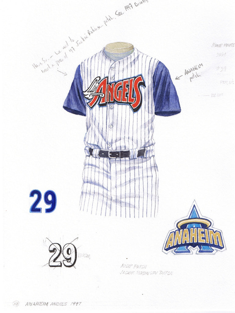 MLB Los Angeles Angels 1997 uniform original art – Heritage Sports Art