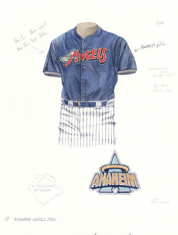 Los Angeles Angels of Anaheim 2001 - Heritage Sports Art - original watercolor artwork - 1
