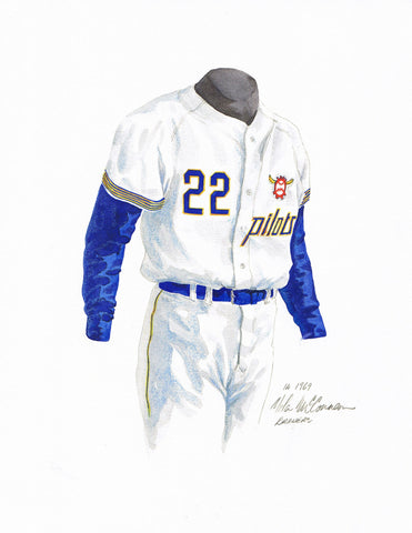 Milwaukee Brewers 1969 White - Heritage Sports Art - original watercolor artwork - 1