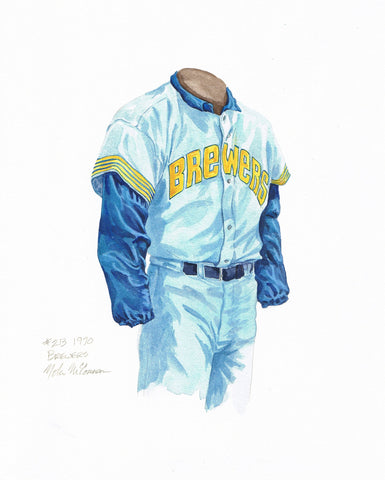 Milwaukee Brewers 1970 Blue - Heritage Sports Art - original watercolor artwork - 1