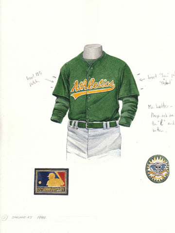Oakland Athletics 1994 - Heritage Sports Art - original watercolor artwork - 1