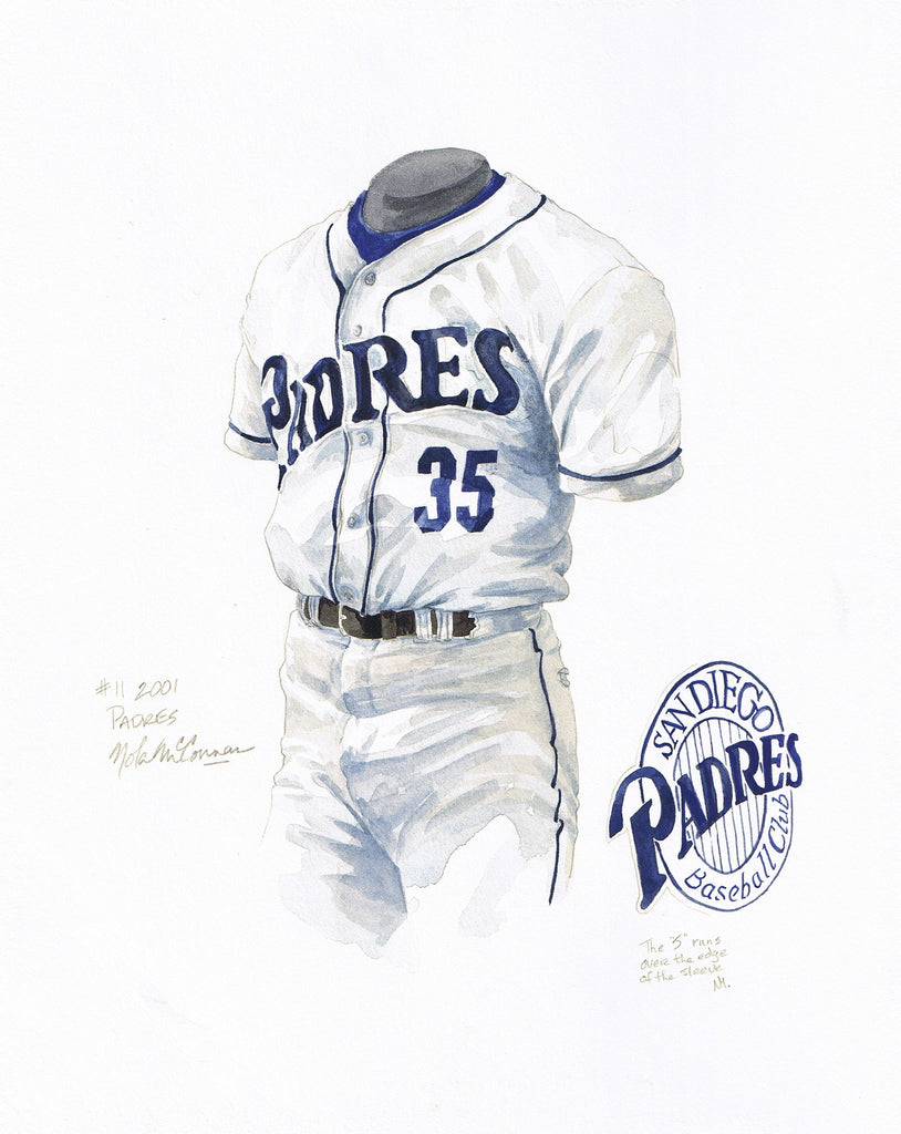 MLB San Diego Padres 2001 uniform original art – Heritage Sports Art