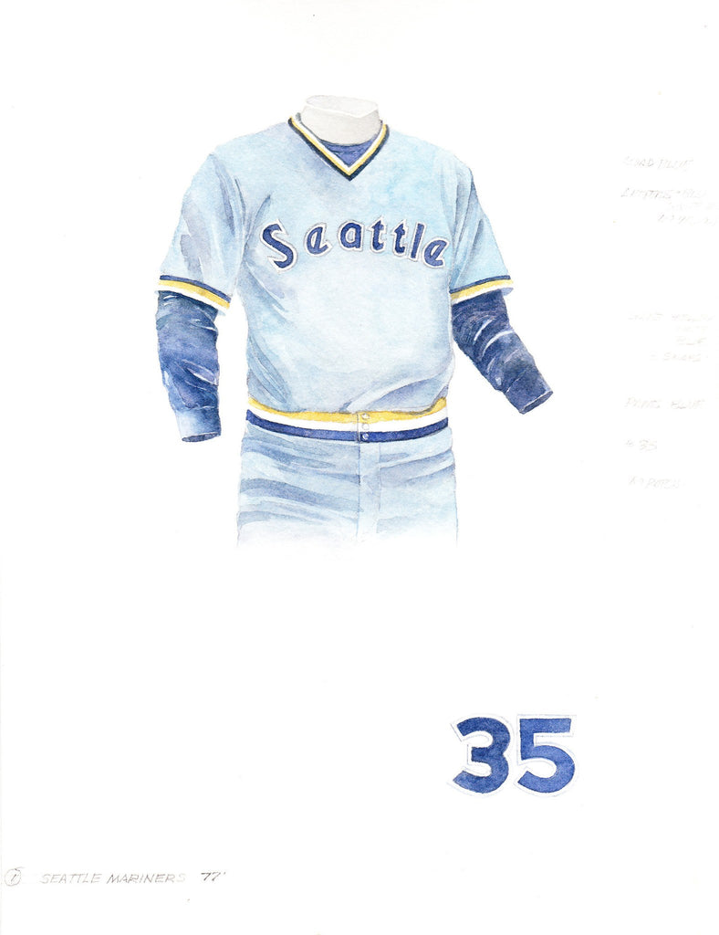 MLB Seattle Mariners 1977 uniform original art – Heritage Sports Art