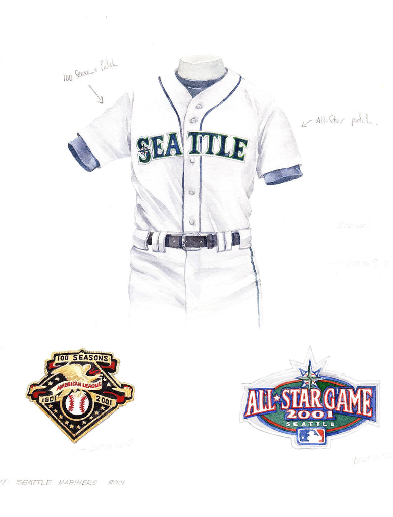 MLB Seattle Mariners 2001 uniform original art – Heritage Sports Art