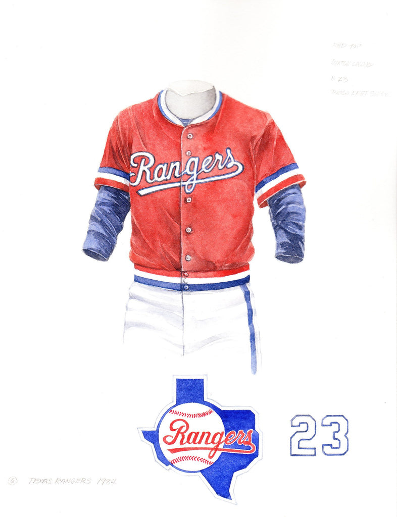 MLB Texas Rangers 1984 uniform original art – Heritage Sports Art
