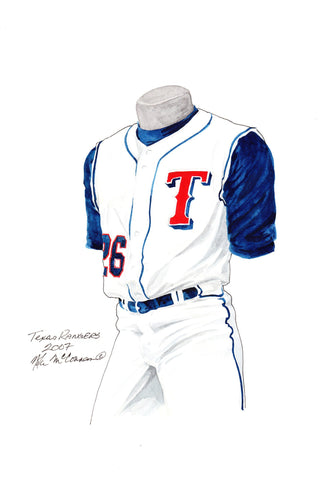 MLB Texas Rangers 2000 uniform original art – Heritage Sports Art