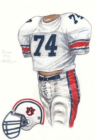 Auburn Tigers 1993 - Heritage Sports Art - original watercolor artwork - 1