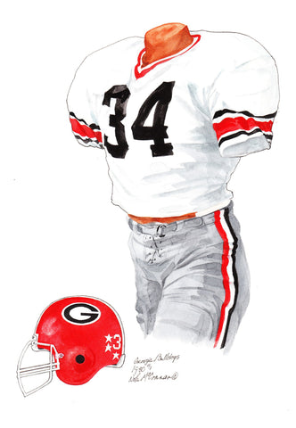 Georgia Bulldogs 1980 - Heritage Sports Art - original watercolor artwork - 1