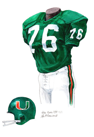 Miami Hurricanes 1974 - Heritage Sports Art - original watercolor artwork - 1