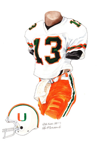 Miami Hurricanes 1991 - Heritage Sports Art - original watercolor artwork - 1