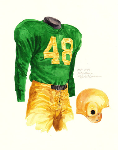 Notre Dame Fighting Irish 1943 - Heritage Sports Art - original watercolor artwork - 1