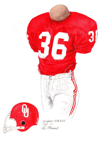 Oklahoma Sooners 1969 - Heritage Sports Art - original watercolor artwork - 1