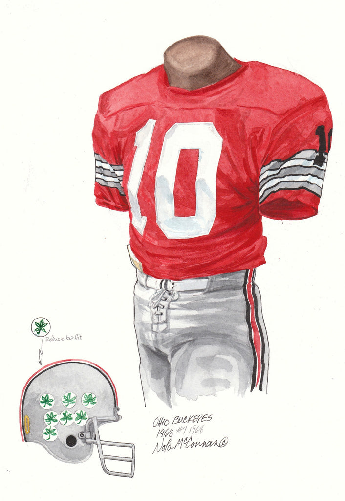 NCAA Ohio State Buckeyes 1968 uniform original art – Heritage Sports Art