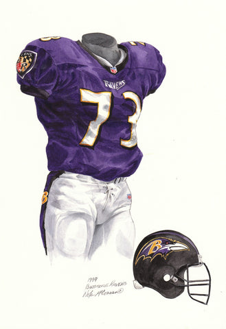 Baltimore Ravens 1999 Purple - Heritage Sports Art - original watercolor artwork - 1