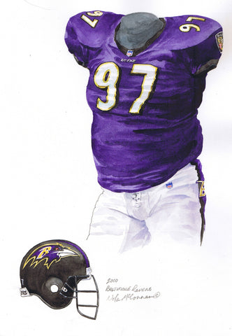 Baltimore Ravens 2000 Purple - Heritage Sports Art - original watercolor artwork - 1
