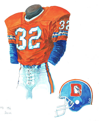 Denver Broncos 1986 - Heritage Sports Art - original watercolor artwork - 1