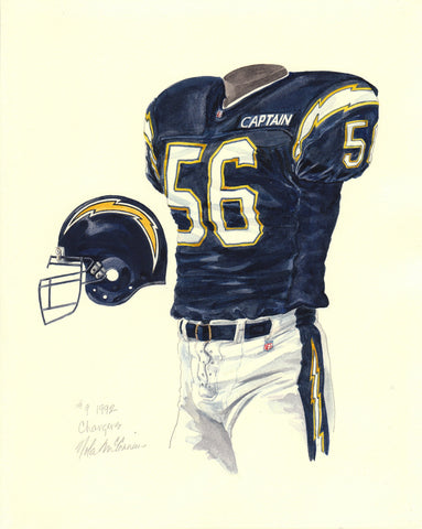 San Diego Chargers 1992 - Heritage Sports Art - original watercolor artwork - 1