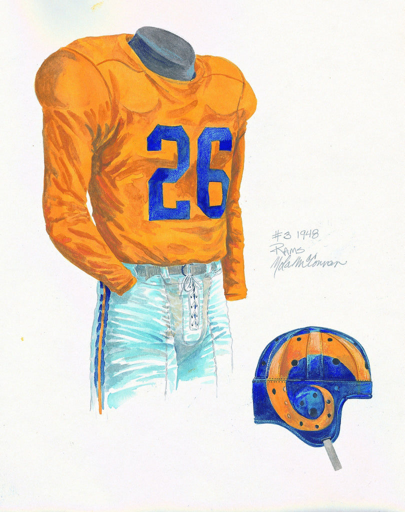 NFL Los Angeles Rams 1948 uniform original art Heritage Sports Art NFL Los Angeles Rams 1948 uniform original art Heritage Sports Art