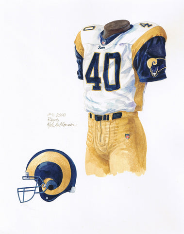 NFL Los Angeles Rams Uniform Evolution Plaqued Poster 