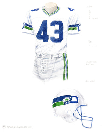 Seattle Seahawks 1990 - Heritage Sports Art - original watercolor artwork - 1