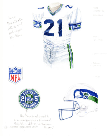 Seattle Seahawks 2000 - Heritage Sports Art - original watercolor artwork - 1