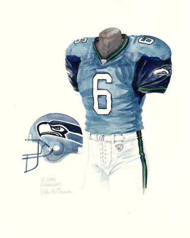 Seattle Seahawks 2002 Blue - Heritage Sports Art - original watercolor artwork - 1
