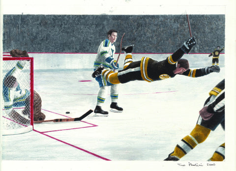 Bobby Orr 1969-70 Stanley Cup Winning Goal - Heritage Sports Art - original watercolor artwork - 1