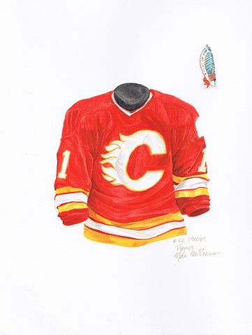 Calgary Flames 1988-89 Red - Heritage Sports Art - original watercolor artwork - 1
