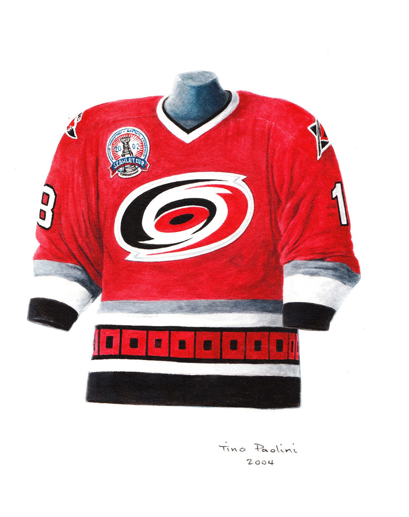 NHL Carolina Hurricanes 2001-02 uniform and jersey original art