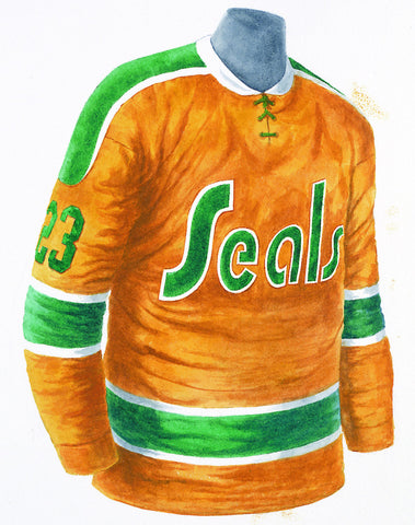 NHL California Golden Seals 1975-76 uniform and jersey original art –  Heritage Sports Art