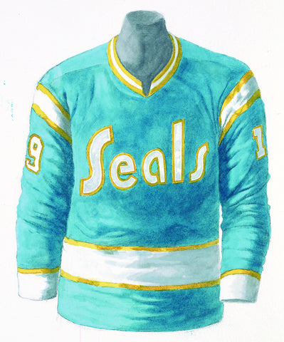 NHL California Golden Seals 1975-76 uniform and jersey original art –  Heritage Sports Art
