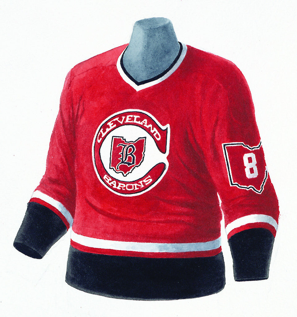 NHL Cleveland Barons 1976-77 uniform and jersey original art – Heritage  Sports Art