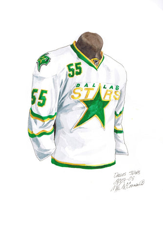 Dallas Stars 2007-08 White - Heritage Sports Art - original watercolor artwork - 1