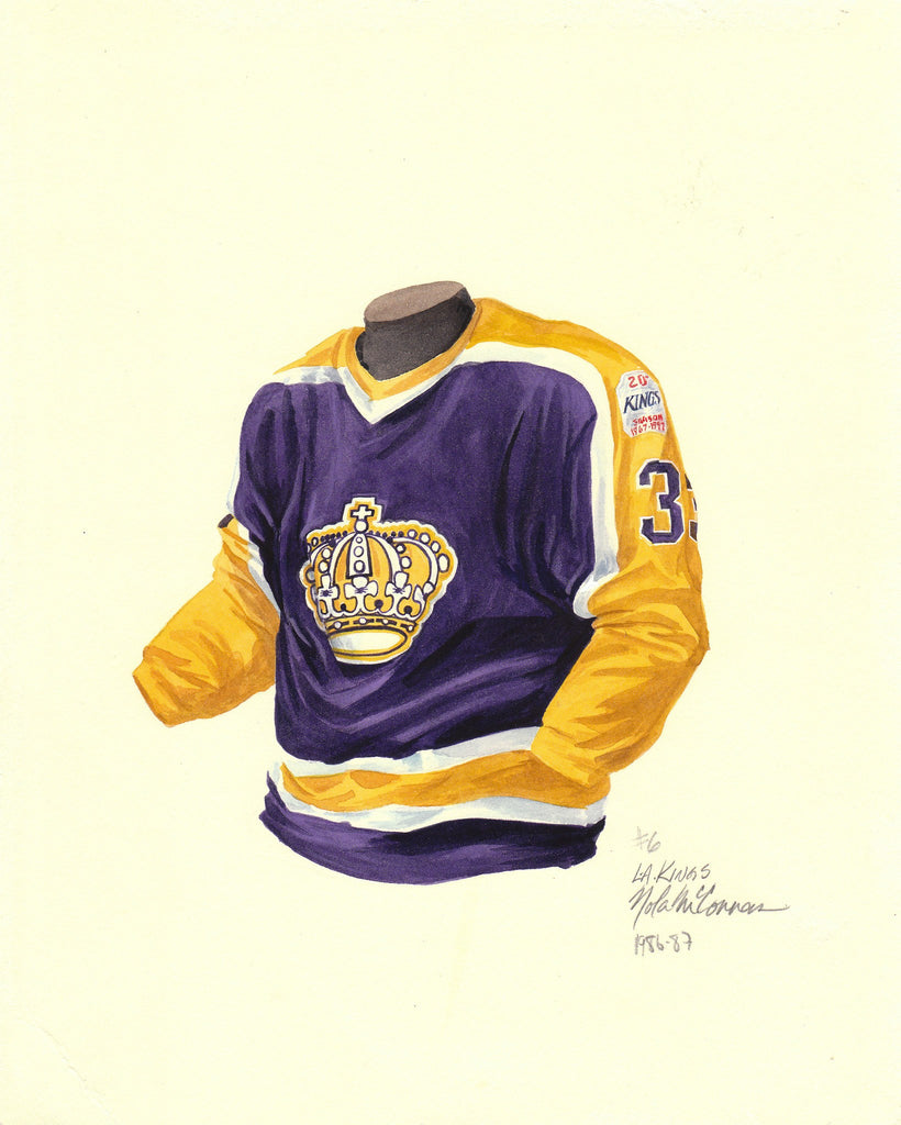 NHL Los Angeles Kings 1986-87 uniform and jersey original art – Heritage  Sports Art