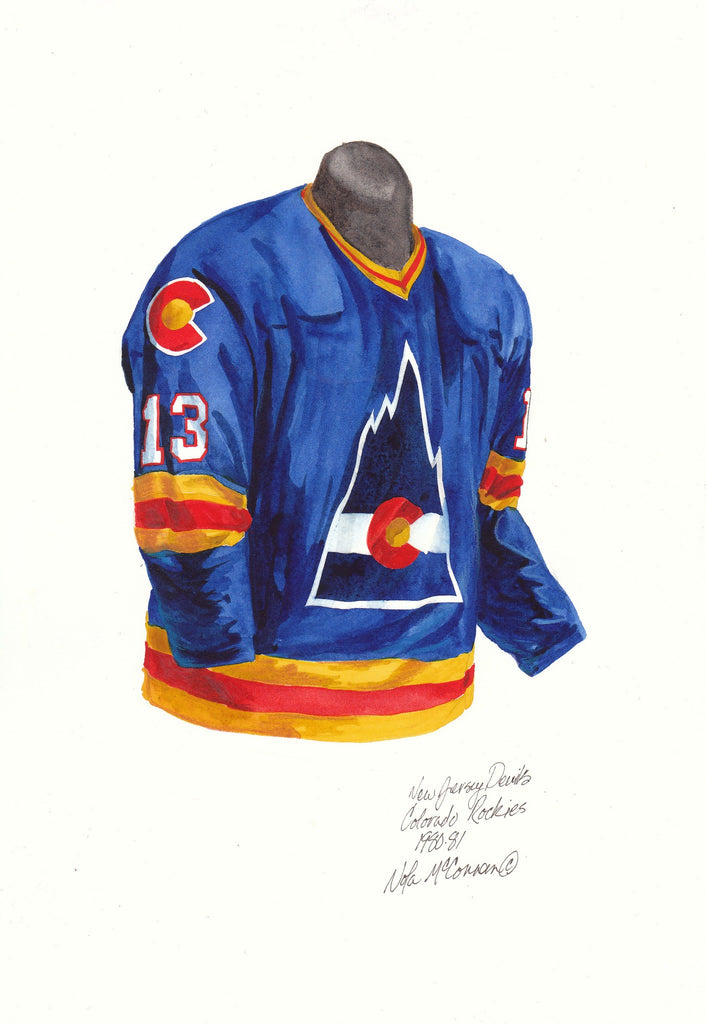 NHL New Jersey Devils 1980-81 uniform and jersey original art – Heritage  Sports Art