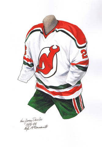 NHL New Jersey Devils 1982-83 uniform and jersey original art